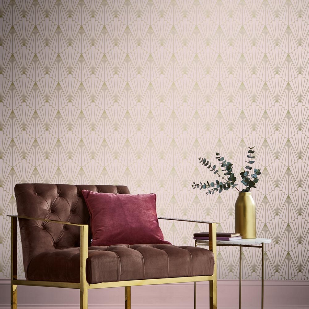 Rene Wallpaper 105925 by Graham & Brown in Blush Pink